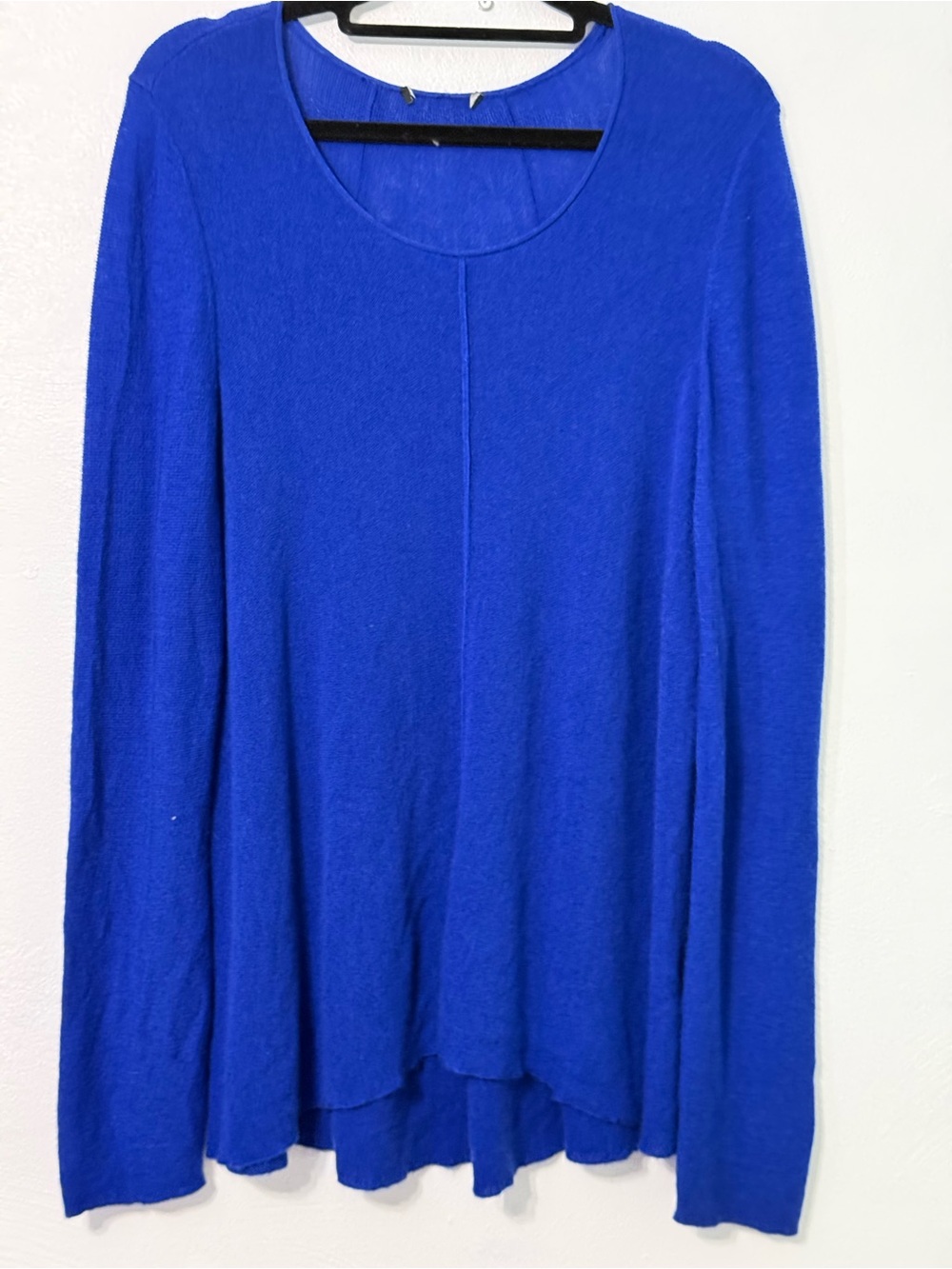 Eileen Fisher Merino Wool Cobalt Blue Long Sleeve Scoop Neck Top *size